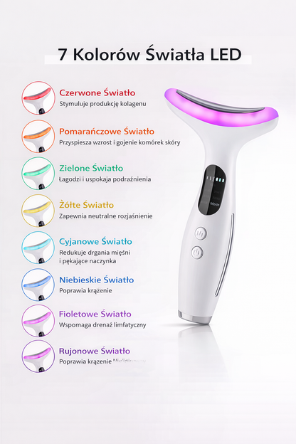 Urządzenie kosmetyczne do szyi i twarzy z 7 kolorami LED